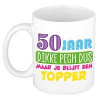 Verjaardag cadeau mok 50 jaar - wit - dikke pech dus - 300 ml - Abraham/Sarah