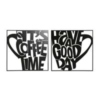 Wanddecoratie Home ESPRIT Zwart Vintage Kopp 44,5 x 1 x 44,5 cm (2 Stuks)