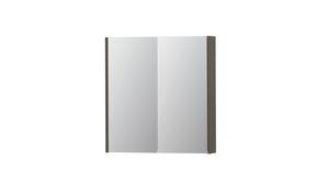 INK SPK2 spiegelkast met 2 dubbelzijdige spiegeldeuren, 2 verstelbare glazen planchetten, stopcontact en schakelaar 70 x 14 x 73 cm, mat taupe