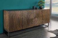 Massief dressoir ZEN CIRCLES 180cm donkerbruin mangohout 3D design - 44580