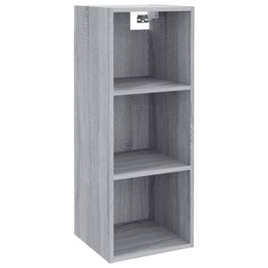 The Living Store Wandkast Grey Sonoma Eiken - 34.5 x 32.5 x 90 cm - Stevig bewerkt hout