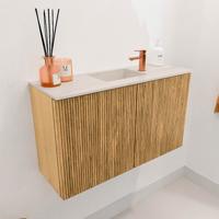Toiletmeubel Mondiaz Joya Dlux | 70 cm | Meubelkleur Oak | Faye wastafel Meli Wasbak Midden | 1 kraangat