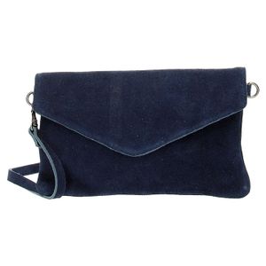 Charm Suède Envelop Clutch / Avondtasje Navy Blauw