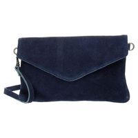 Charm Suède Envelop Clutch / Avondtasje Navy Blauw