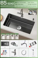 Luxe Waterval Keukenspoelbak - Zwart RVS | Enkelbak | Onderbouw | Inclusief Kraan & Zeepdispenser Luxe Waterval Keukenspoelbak - Zwart RVS | Enkelbak | Onderbouw | Inclusief Kraan & Zeepdispenser