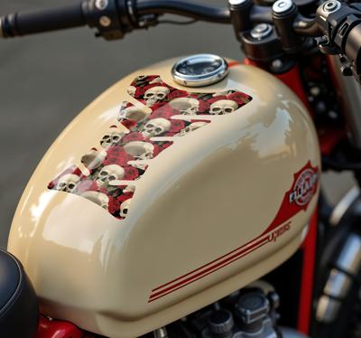 Schedels en rozen motor sticker