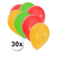 Ballonnen rood/geel/groen - 30x stuks - Carnaval thema kleuren - feestartikelen