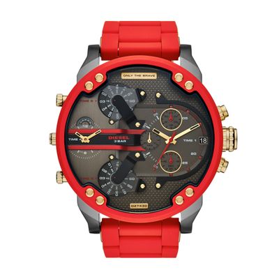 Horlogeband Diesel DZ7430 Staal/Silicoon Rood 28mm