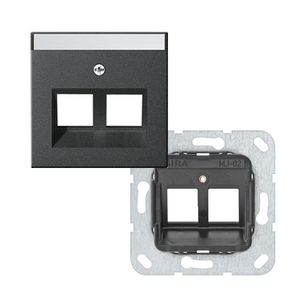 Gira Systeem55 RJ45 inbouwset met draagframe en inzetplaat antraciet