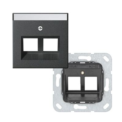 Gira Systeem55 RJ45 inbouwset met draagframe en inzetplaat antraciet