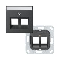 Gira Systeem55 RJ45 inbouwset met draagframe en inzetplaat antraciet