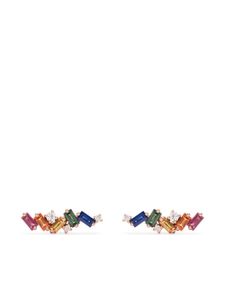 Suzanne Kalan puces d'oreilles Rainbow Zigzag en or rose 18ct pavées de diamants