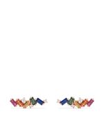 Suzanne Kalan puces d'oreilles Rainbow Zigzag en or rose 18ct pavées de diamants