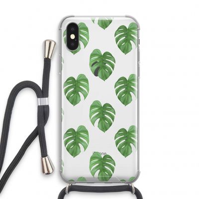 Monstera leaves: iPhone XS Transparant Hoesje met koord