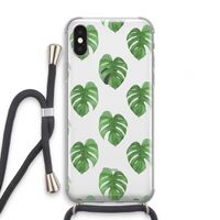 Monstera leaves: iPhone XS Transparant Hoesje met koord
