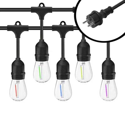 40m LED Prikkabel - IP65 Lichtsnoer Buiten - koppelbaar - inclusief 40x E27 Kleuren-led lampen - Incl. Stekker