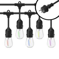 50m LED Prikkabel - IP65 Lichtsnoer Buiten - koppelbaar - inclusief 50x E27 Kleuren-led lampen - Incl. Stekker
