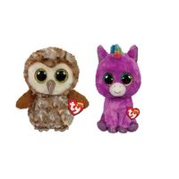 Ty - Knuffel - Beanie Buddy - Percy Owl & Rosette Unicorn