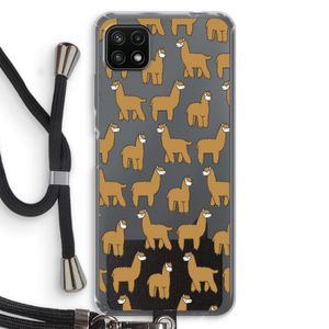 Alpacas: Samsung Galaxy A22 5G Transparant Hoesje met koord