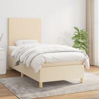 Boxspring met matras stof crèmekleurig 90x200 cm