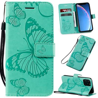 Gedrukt afdrukken Butterfly patroon horizontale Flip PU lederen draagtas met houder & kaartsleuven & portemonnee & Lanyard voor iPhone XI 2019 (groen)