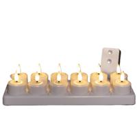 Oplaadbare LED theelichtjes/waxinelichtjes - 12x -wit - H5 cm -met oplaadstation - kaarsen