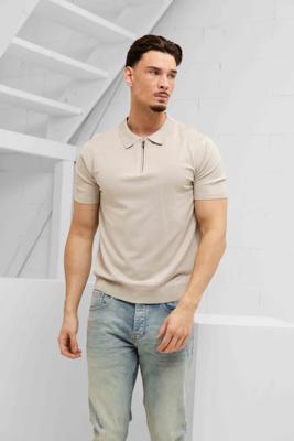 Pure Path Zip Knit Polo Heren Beige - Maat S - Kleur: Beige | Soccerfanshop