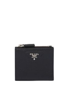 Prada portefeuille pliant à plaque logo - Noir