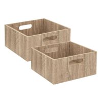 Set van 2x stuks opbergmand/kastmand 14 liter bruin/naturel van hout 31 x 31 x 15 cm