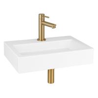 QeramiQ Fuente fonteinset - 38x24cm - 1 kraangat - keramiek - fonteinkraan messing geborsteld - glans wit SW696238/SW696208/SW696218/SW21912