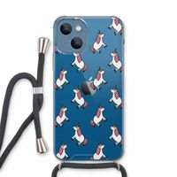 Eenhoorns overal: iPhone 13 Transparant Hoesje met koord