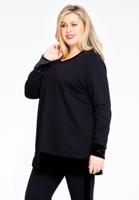 Yoek Sweatshirt velours cuffs | Zwart | Maat 50/52