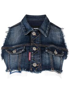 DSQUARED2 veste en jean à coupe crop - Bleu