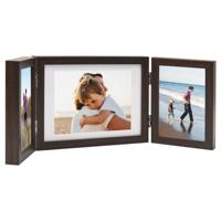 VidaXL Fotolijst drieluik 22x15 cm+2x(10x15 cm) donkerbruin