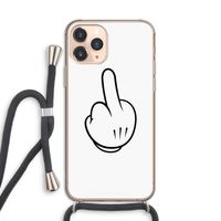 Middle finger white: iPhone 11 Pro Transparant Hoesje met koord