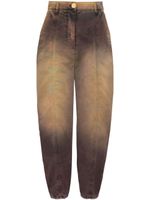 Balmain jean fuselé à imprimé tie dye - Marron