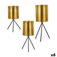 Plantenbakkenset Gift Decor Zwart Gouden Metaal 11,5 x 28,5 x 11,5 cm (6 Stuks)