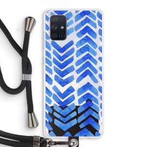 Blauwe pijlen: Samsung Galaxy A71 Transparant Hoesje met koord