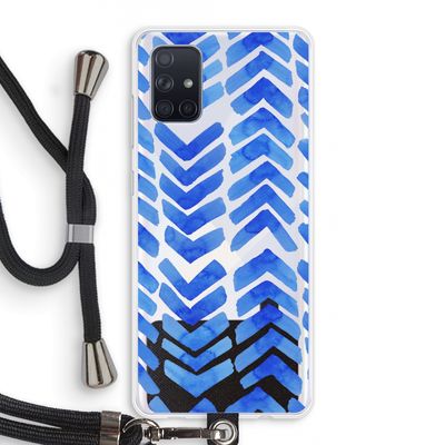 Blauwe pijlen: Samsung Galaxy A71 Transparant Hoesje met koord