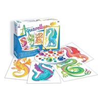 Aquarel schilderij - SENTOSPHERE - Aquarellum Junior - Draken - 5 kleuren - Omlijnd op perkamentpapier - Vanaf 7 jaar