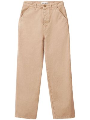 Miu Miu pantalon à logo appliqué - Tons neutres