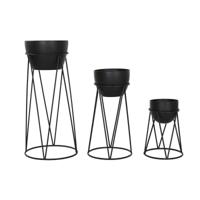 Plantenbakkenset Home ESPRIT Zwart Metaal 38 x 38 x 80 cm (3 Onderdelen)