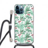 Flamingo bladeren: iPhone 13 Pro Max Transparant Hoesje met koord