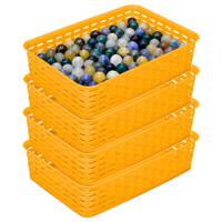 Opbergmandje/ladeverdeler - 4x - geel - 2 liter - kunststof - 17 x 25 x 6 cm - kleine bakjes