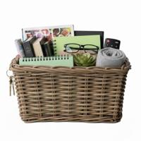 VD Leeden Opbergmand Klassiek - bruin - rechthoek - 40 x 23 x 20 cm - rotan - gevlochten riet