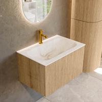 Badmeubel Mondiaz Kurve-Dlux | 70 cm | Meubelkleur Oak | Wastafelkleur Frappe | Solid surface | Midden spoelbak | 1 kraangat