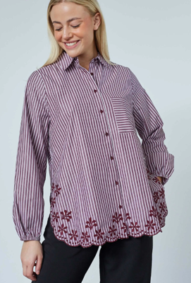 Sisters Point Blouse Istea-Sh3 | Bordeaux/White