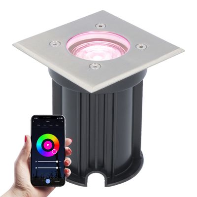 V-TAC Smart LED Grondspot - Vierkant - RVS - RGBWW - 5 Watt - IP65 straal waterdicht - 2 jaar garantie