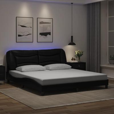 Bedframe met LED-verlichting kunstleer zwart 180x200 cm
