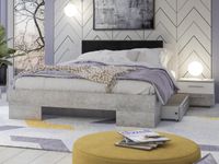 Bed en nachtkastjes VERO 140x200 cm wit/beton met lades - thumbnail